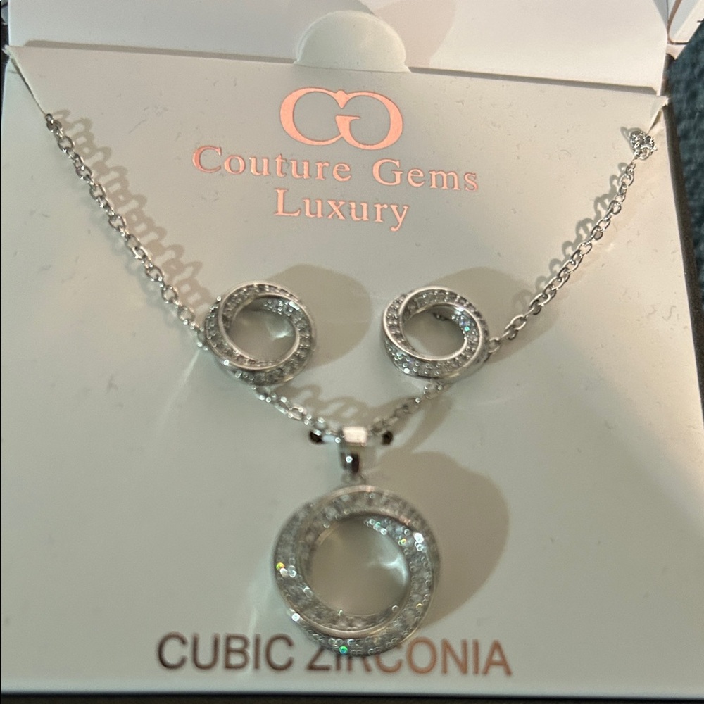 Nib couture gems luxury necklace earring set